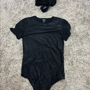 Aerie Black Short Sleeve Bodysuit